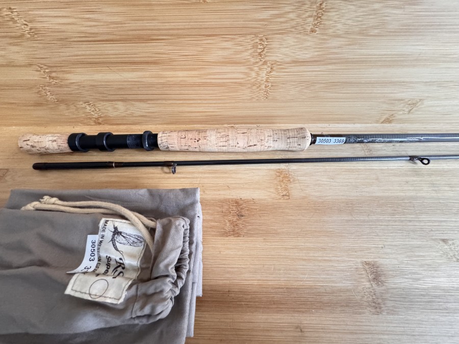 Fliegenrute, RST, Superior, handgefertigt, 1595, mit Namenszug, 2tlg., 275cm, #7/8, Gewicht 148g, Gummikappe am Handteil fehlt, Futteral, Gebrauchsspuren, 
Transportlänge 1500mm