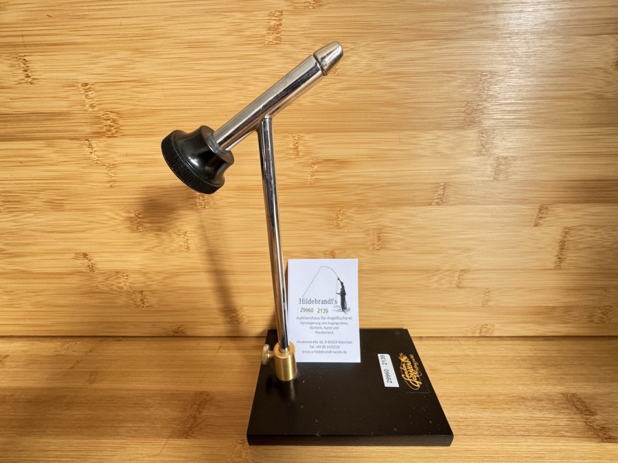Fliegenbindestock, Gordon Griffiths Fishingtackle, Gewicht mit Bodenplatte 2040 Gramm, Kopf fest, leichte Gebrauchsspuren