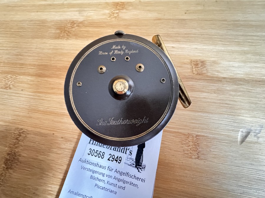 Fliegenrolle, Made by House of Hardy, The Golden Featherweight, #5, Links- oder Rechtshand, Gewicht mit Backing 122g, Gebrauchsspuren