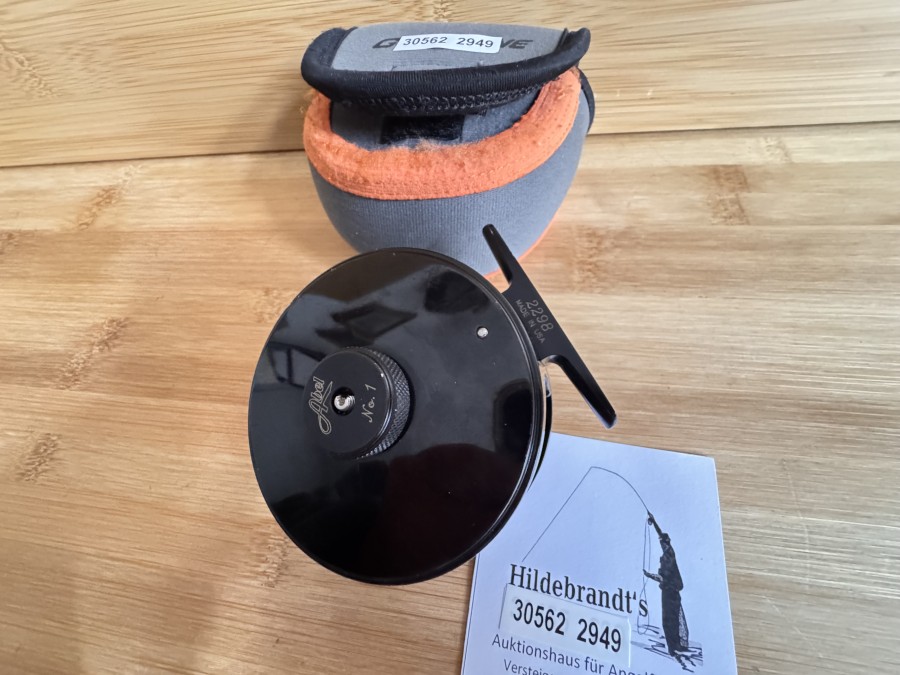 Fliegenrolle, Abel, No. 1, Made in USA, 2298, Rechtshand, #6, Gewicht 202g mit Backing, Neoprene Rollentasche (Guideline), Gebrauchsspuren