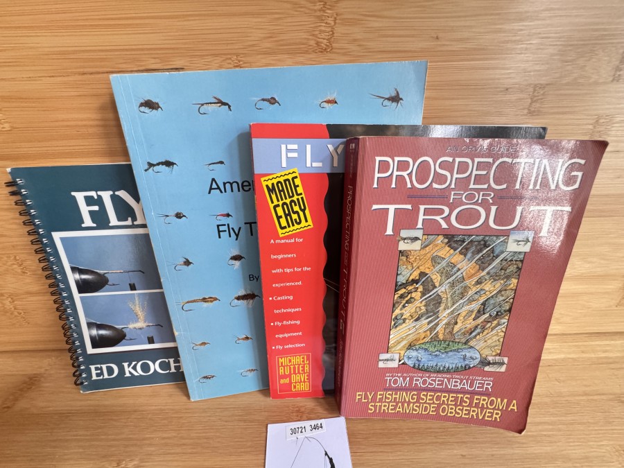 Prospecting for Trout, Tom Rosenbauer, 1993, Fly Fishing, Michael Rutter and Dave Card, 1994, American Nymph Fly Tying Manual, Randall Kaufmann,  1988, Basic Fly Tying, Ed Koch and Norms Shires, 1990