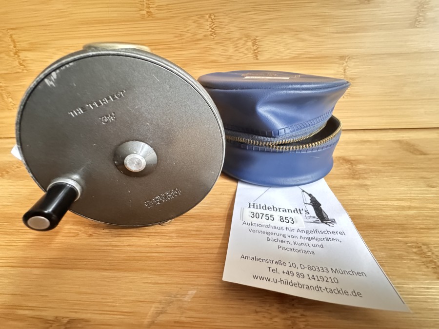 Fliegenrolle, Made by Hardy Bros.L td., London, The "Perfect", 3 5/8", Linkshand, Schnurführungsring, Gewicht 190 Gramm, Rollentasche, Gebtrauchsspuren