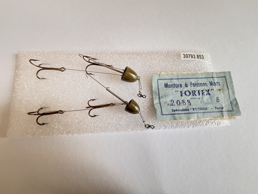 2 Ködersysteme, Monture á Poissons Morts, FORTEX, ca. 1959, ungefischt