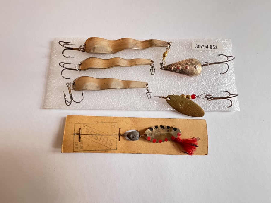 Kunstköder, Stucki Thun, Schlangenlöffel, 9,5cm, 2 Stück 7,5cm, Swiss Wing 6, Stucki Thun, 4cm, Suisexx No. 2, ungefischt