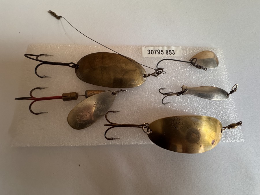 Kunstköder, SOL, 2 Stück Kupfer/silber, 5,50cm, Rex 4, D.R.G.M, 2 Tokoz, ungefischt