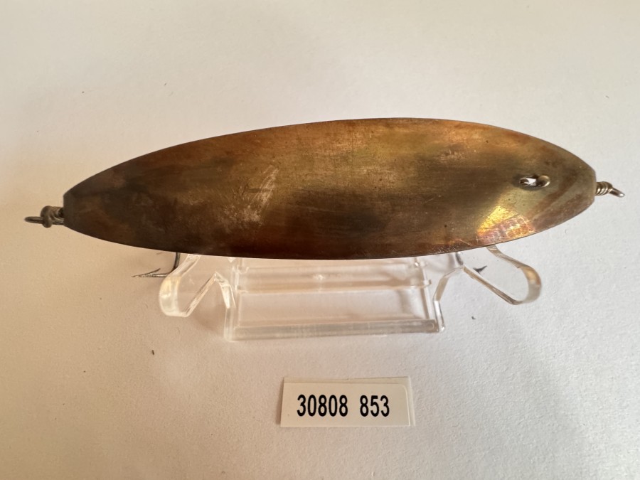 Kunstköder, Blinker, ca. 1930, gemarkt EW für Ernst Witt aus Güstrow in Mecklenburg, 12,50cm lang, selten