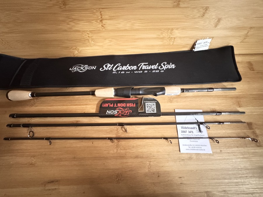 Spinnrute, Jackson, Stl Carbon Travel Spin, 4tlg., 2,16m, Wurfgewicht 5 - 28 Gramm, Gewicht 140 Gramm, Neoprene Futteral, ungefischt, Transportlänge 640mm