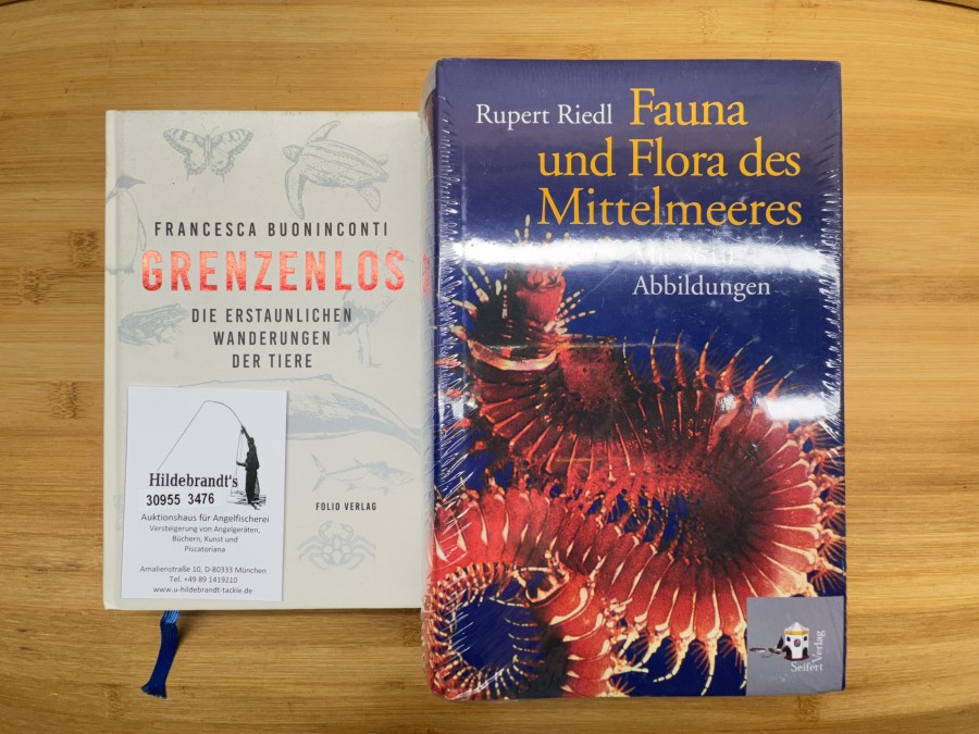 2 Bücher, Grenzenlos Die erstaunlichen Wanderungen der Tiere, Francesca Buoninconti, Fauna und Flora des Mittelmeeres, Rupert Riedl