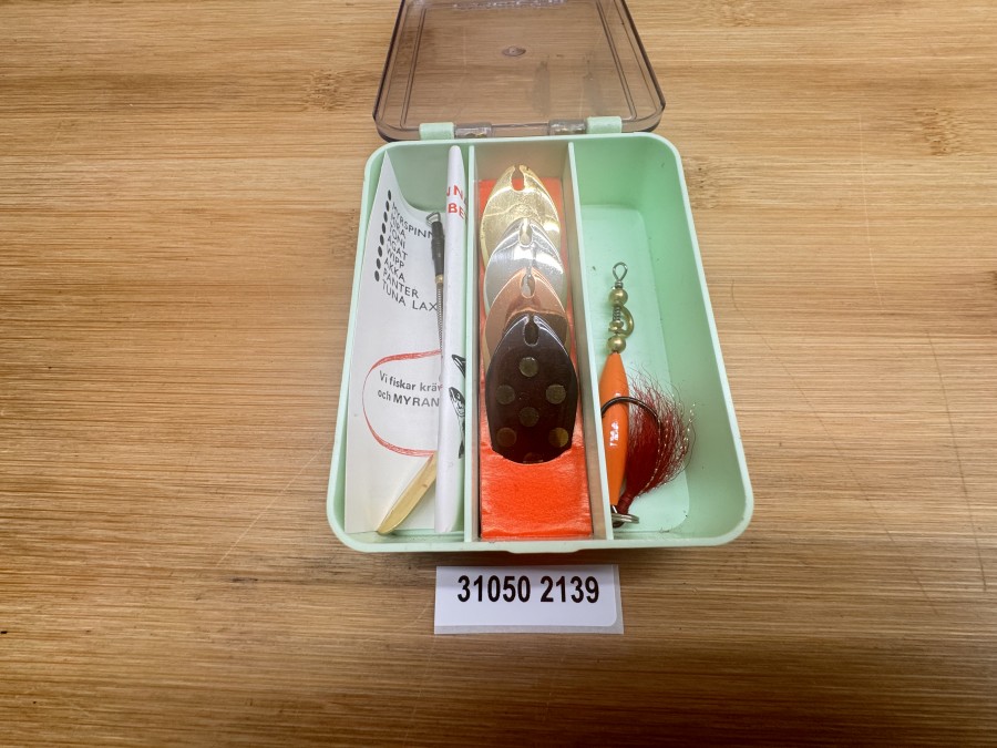 Kunstköder, Myrspinnaren, Pauls Sportdepot, Sweden, 4 Spinnerblätter, wechselbar, ungefischt in Box