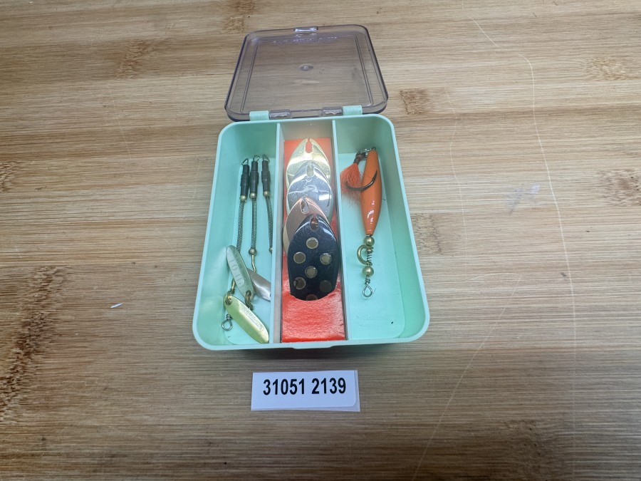 Kunstköder, Myrspinnaren, Pauls Sportdepot, Sweden, 4 Spinnerblätter, wechselbar, ungefischt in Box