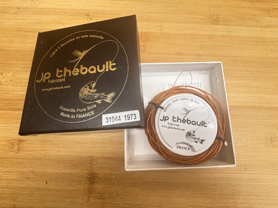Seidenfliegenschnur, Jp thebault Fabricant, Ligne á Mouches en sole naturalle, Equivalent Aftma WF 5, Ligne en Fuseau Décalé 30 Meters, Garantie Pure Soie, Made in France, Fliegenschnurfett, ungefischt im Karton