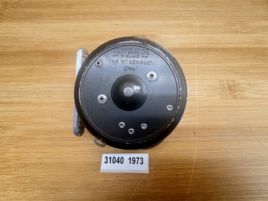 Fliegenrolle, Made by Hardy Bros Ltd England, The St. George 2 9/16", Rechtshand, Achat Schnurführungsring, technisch sehr gut, Gebrauchsspuren