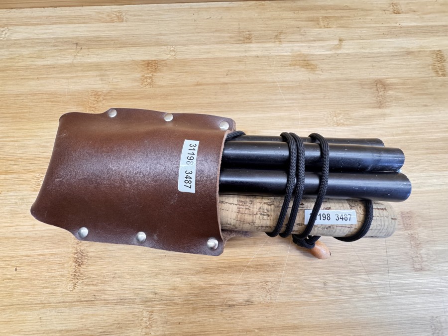 Watstock, Falstaff, by Flytyers Carry all, 1,48m, gefaltet 25cm, Korkgriff, Tungstenspitze, Ledertasche,Gebrauchsspuren