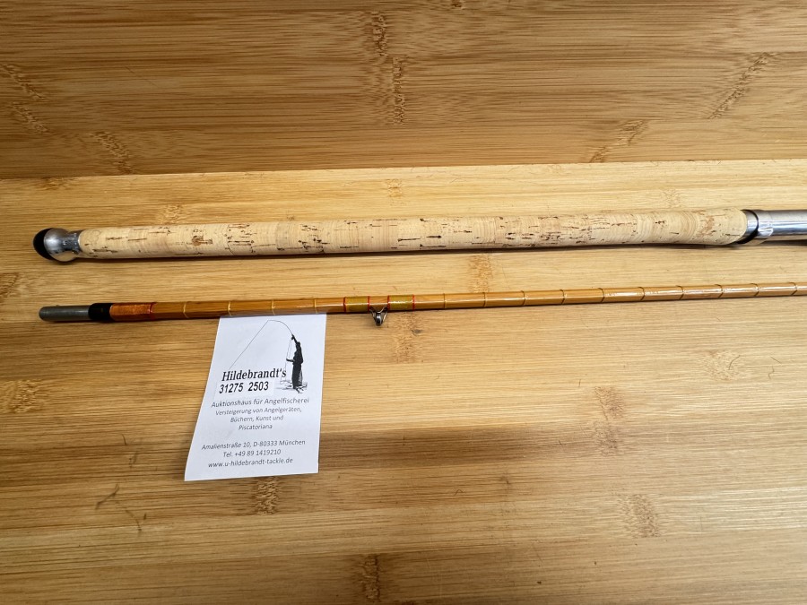 Gespliesste Spinnrute, The House of Hardy  England, The No 1 L.R.H. Spinning Palakona Regd Trade Mark, 2tlg., 2,90m, Gewicht 383g, Neusilberhülse mit Druckverschluß, Hülsenstopfen, Intermediates, Futteral, ungefischt, Transportlänge 1480mm