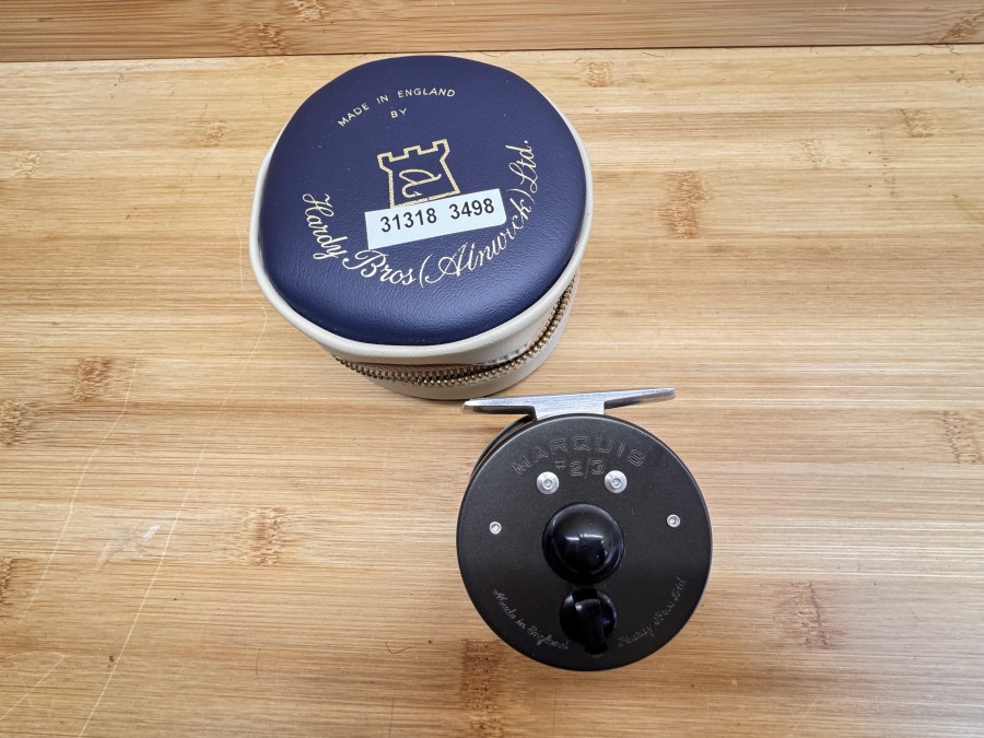 Fliegenrolle, Made in England by Hardy Bros Ltd, Marquis #2/3, Links- oder Rechtshand, Rollendurchmesser 62mm, Rollenbreite 25mm, Gewicht 95g, Rollentasche, neu