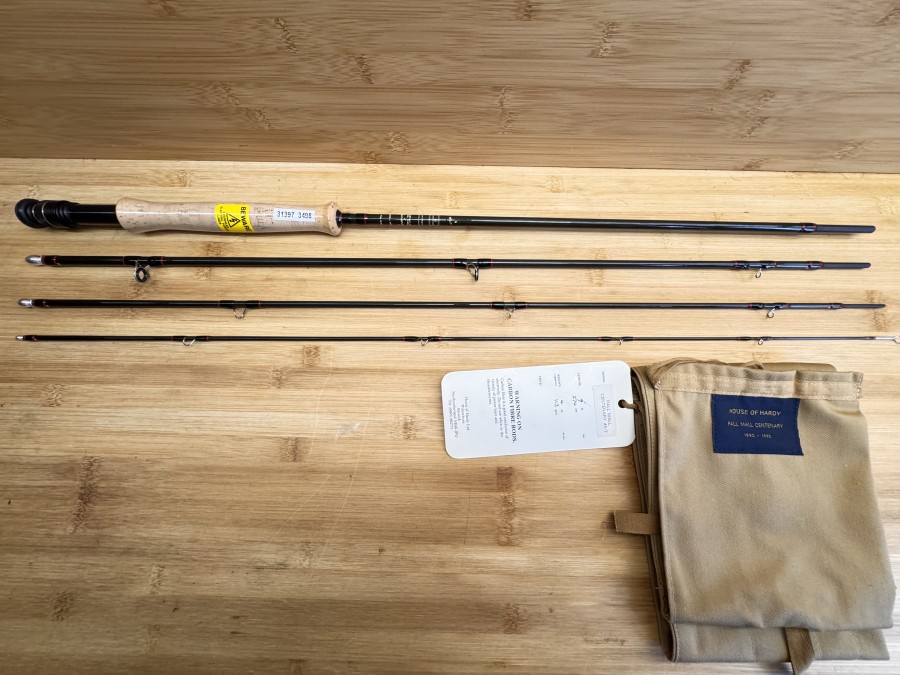 Fliegenrute, House of Hardy, Made in England, Pat. No. 1.4.29.309, Pall Mall Centenary, No. 032, 4tlg., 9", #6/7, Futteral, ungefischt, Transportlänge 730mm