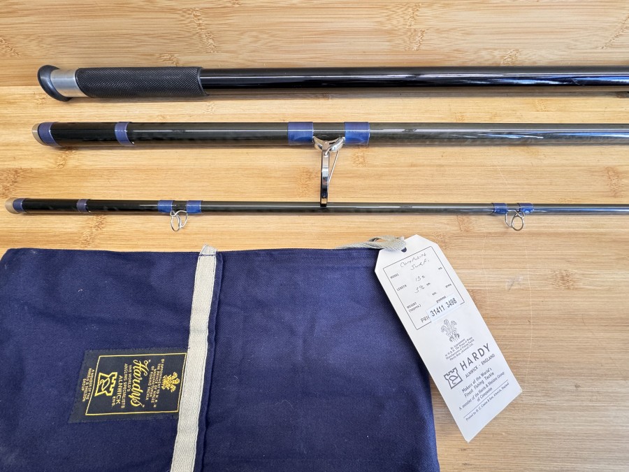 Meeresrute, The House of Hardy, Pat. No. 1.429.309, Hardy Composite Surf, 3tlg., 396cm, 55 - 145 Grams, Gewicht 998g, Futteral, ungefischt, Transportlänge 1440mm