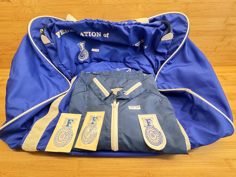 FFF Fly Fisherman Federation USA,1 Nylon Reisetasche FFF, 1 Jacke FFF, 1 Aufnäher, 2 Aufkleber FFF