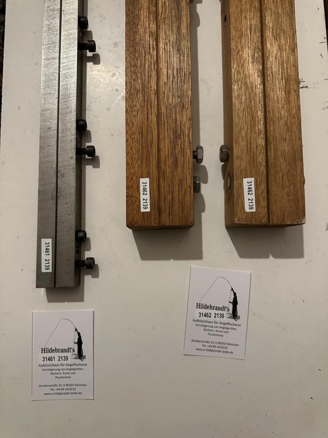 Vorhobelformen, Holz, 2 Stück, 35x50mm hoch, 1450mm lang, 2 Verstellschrauben, leichte Gebrauchsspuren