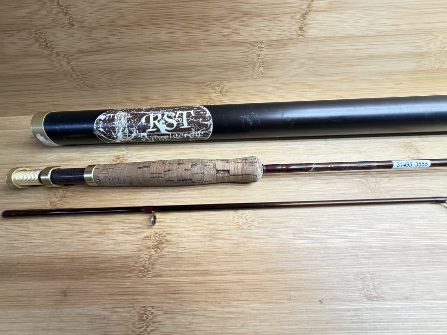 Fliegenrute, RST M1, handgefertigt, 182SI87, 2tlg., 2,70m, #7/8, Gewicht 100g, Futteral, Alu Transportrohr, Gebrauchsspuren, Transportlänge 1450mm