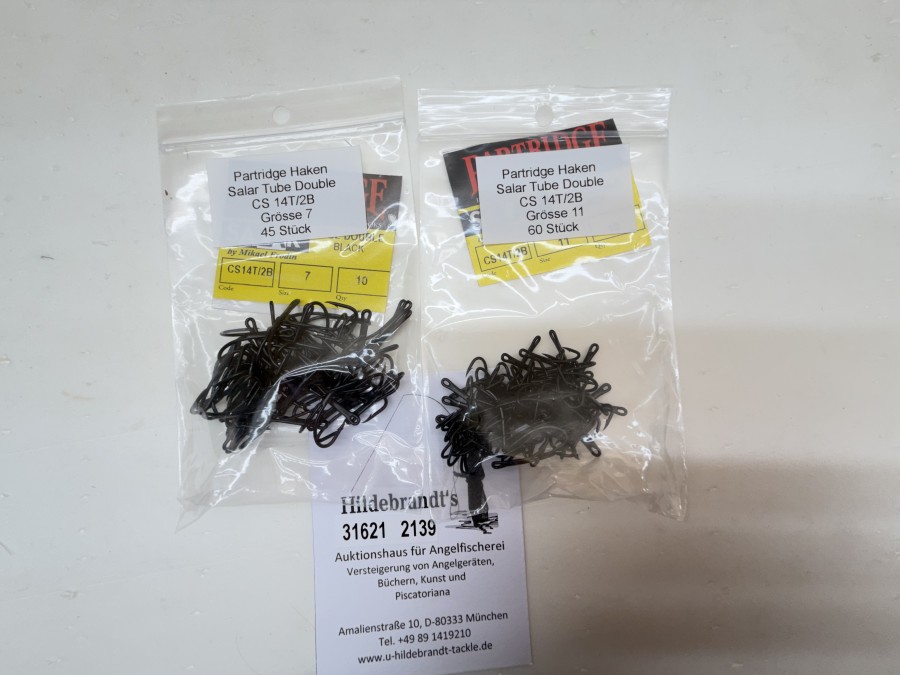 Tubenfliegenhaken, 105 Stück, Partridge, Salar Tube Double CS 14T2B: 45#7, 60#11