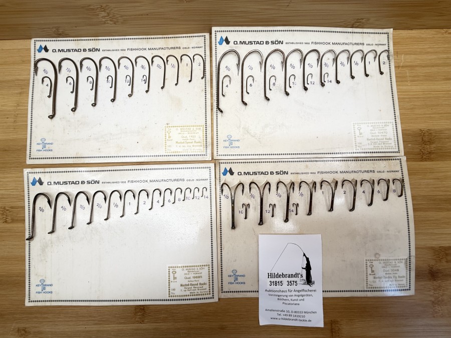 Angelhaken Musterkarten, Mustad, 1922, 19470,19685, 2048