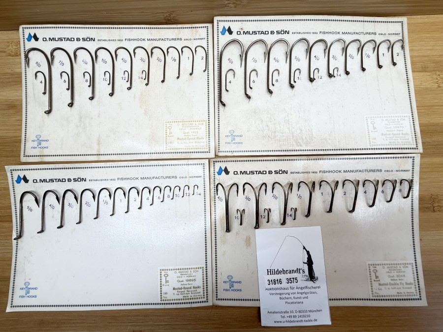 Angelhaken Musterkarten, Mustad, 1922, 19470, 19685, 2048