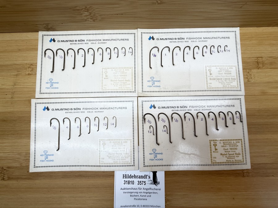 Angelhaken Musterkarten, Mustad, 19208, 19489, 19330, 19651