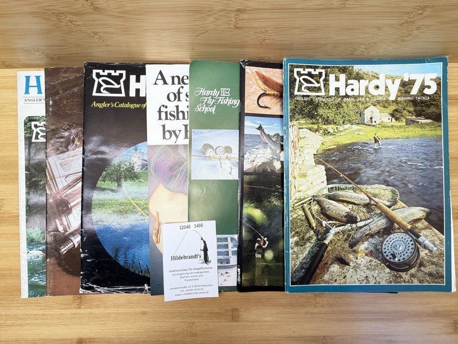 5 Kataloge, Hardy´s Anglers Catalogue 1972, 1973, 1974, 1975, 1977, Fishing Bags, Hardy Fly-Fishing School, George Solohow