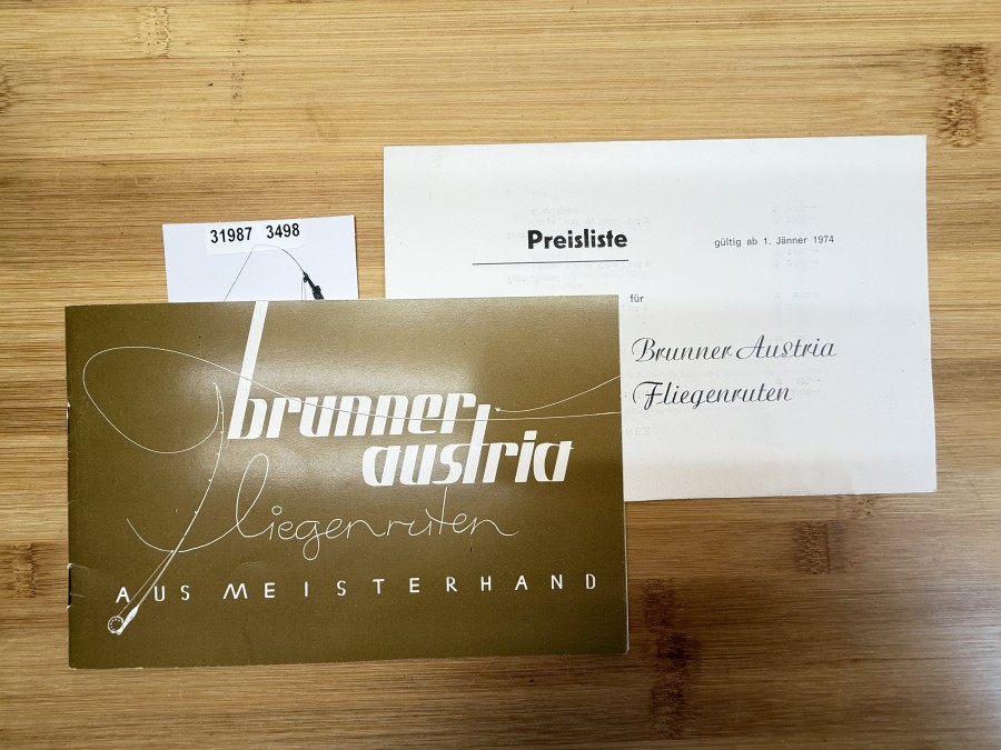 Katalog, brunner austria, Fliegenruten aus Meisterhand, mit Preisliste 1974
