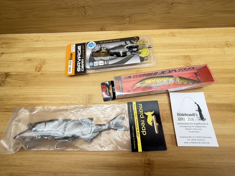3 Kunstköder, Wobbler, Rapala, Jointed, J-13, 13cm lang, 18g, Swimmbait, 19cm, made in Austria, 3D Suicide Duck, Savage Gear, ungefischt