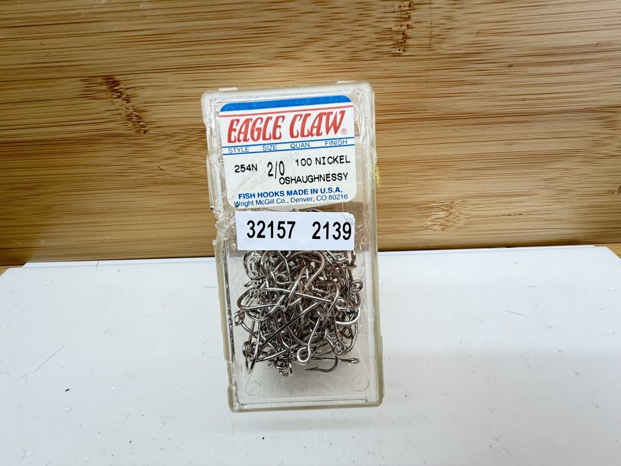 Angelhaken, Eagle Claw 254-2/0 Oshaughnessy Haken Seaguard Ausführung, Größe 2/0, 100 Stück