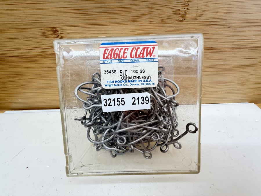 Angelhaken, Eagle Claw 354SS-5/0 Oshaughnessy Haken,  Edelstahl Ausführung, Größe 5/0, 100 Stück