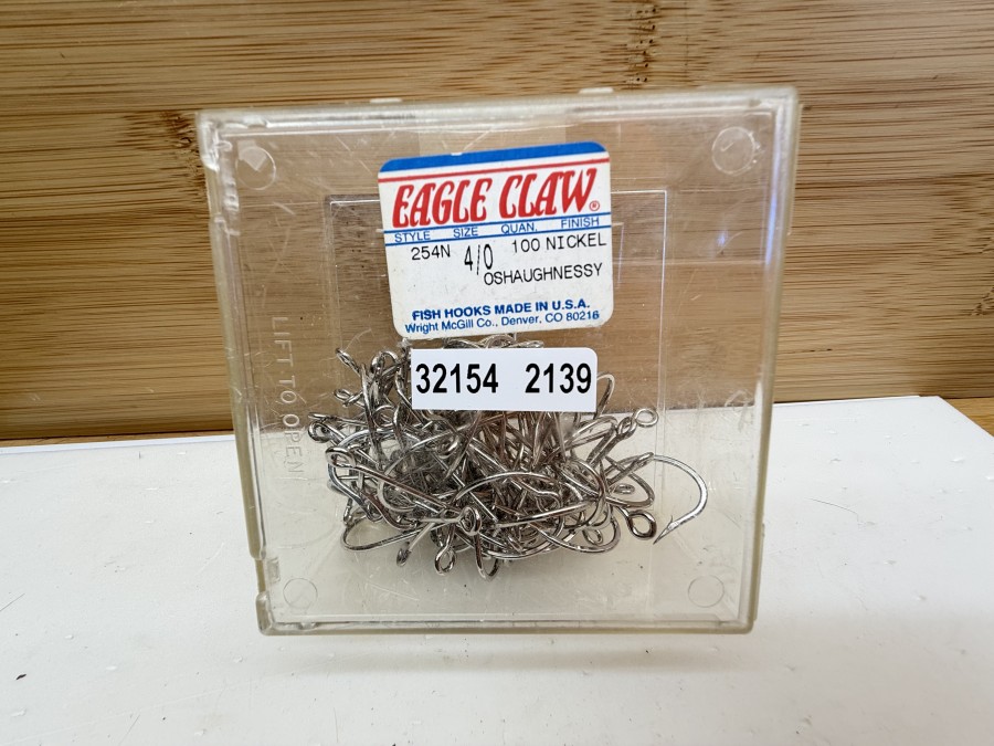 Angelhaken, Eagle Claw 254-4/0 Oshaughnessy Haken Seaguard Ausführung, Größe 4/0,  100 Stück