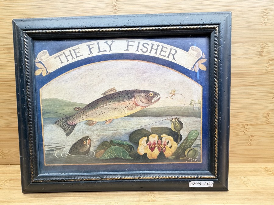 Anglerbild, The Fly Fisher, 300x250mm, im Holzrahmen