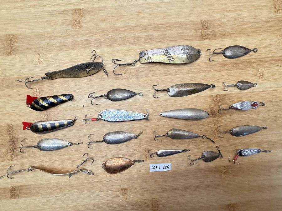 Kunstköder, 20 Löffel, Swiss Made, ESG, Heintz Blinker und andere Hersteller, gold, kupfer, silber, bronze, 30 - 100mm, gefischt und neu