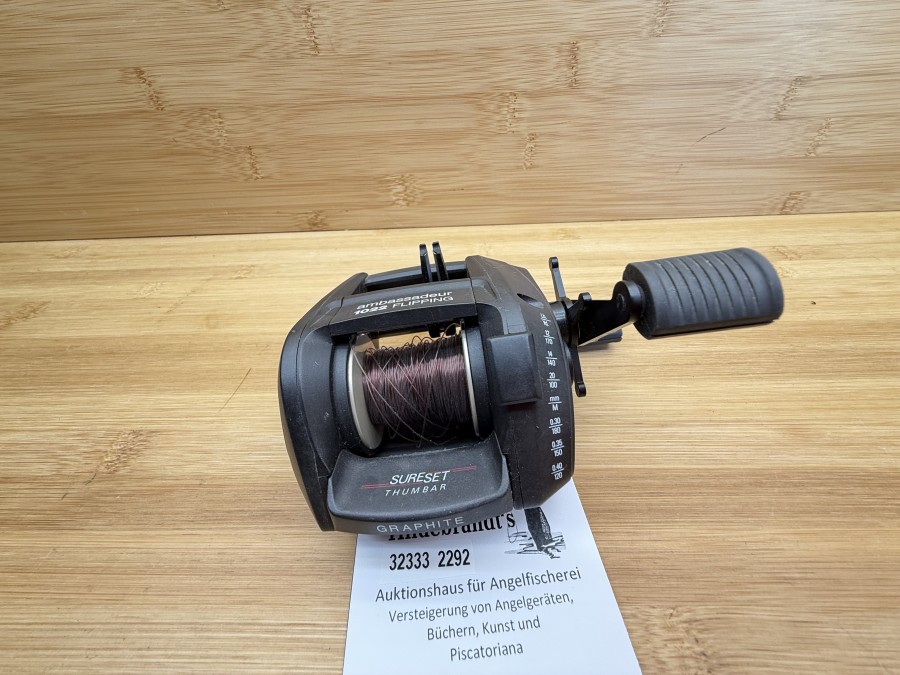 Multirolle, Abu Garcia, Ambassadeur 1022 Flipping, Graphite, mit Monofiler Schnür, Gebrauchsspuren