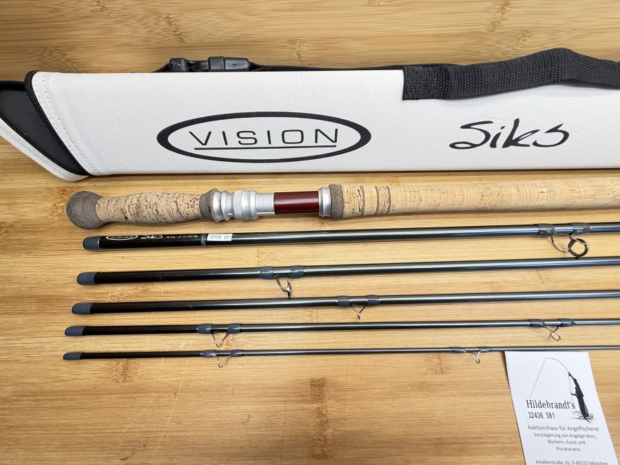 Zweihandfliegenrute, Vision, Siks, 6tlg., 15.2", #10 - 34-40g, Gewicht 316g, Futteral, Canvas Transportrohr, neu, Transportlänge 880mm