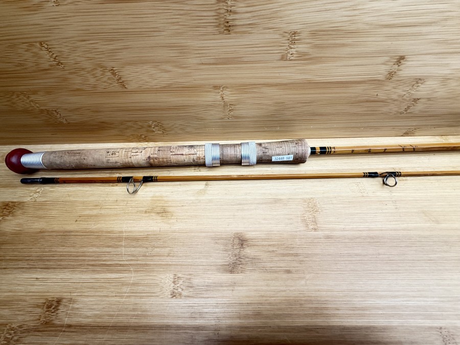 Gespliesste Spinnrute, Pezon et Michel, Luxor Luxe, Made in France, J 525310, 2tlg, 2,25m, Gewicht 173g, Futteral, Gebrauchsspuren, Transportlänge 1140mm