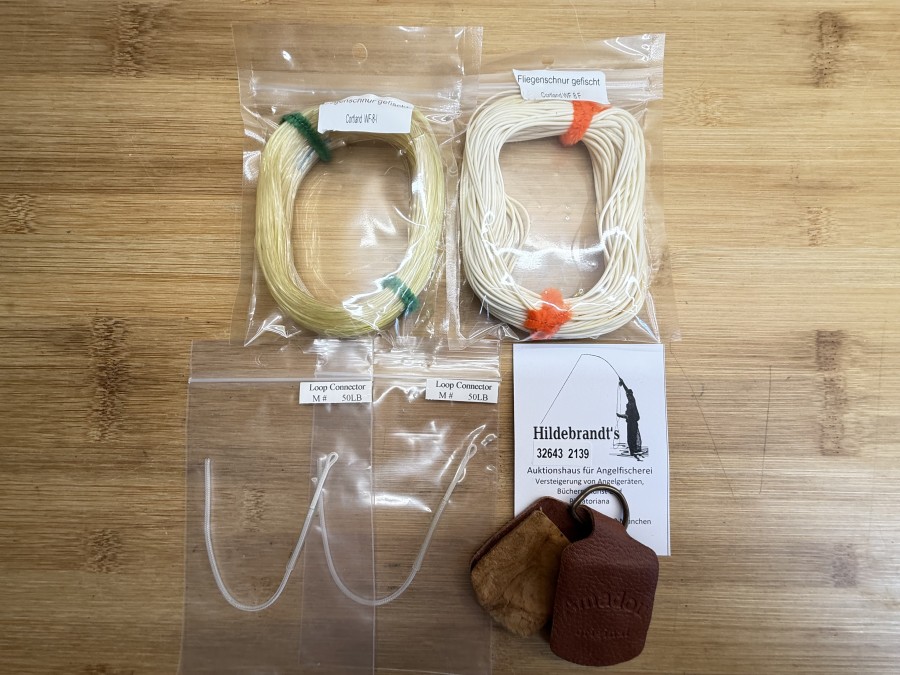 Fliegenfischer Kleinteile, 2 Fliegenschnüre gefischt, Cortland  WF 8 F, WF 8 I, Amadou Original, 2 Loop Connector M, 50lb