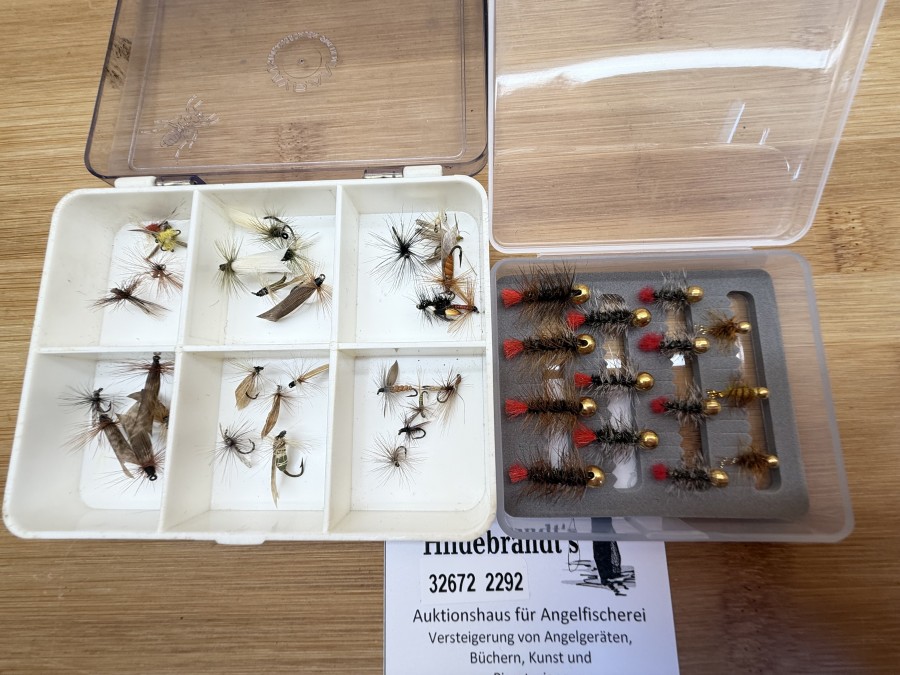 Fliegensortiment, 30 Trockenfliegen, Grösse 12 bis 20, 14 Jig´s, # 12 bis 16, für Forellen und Äschen