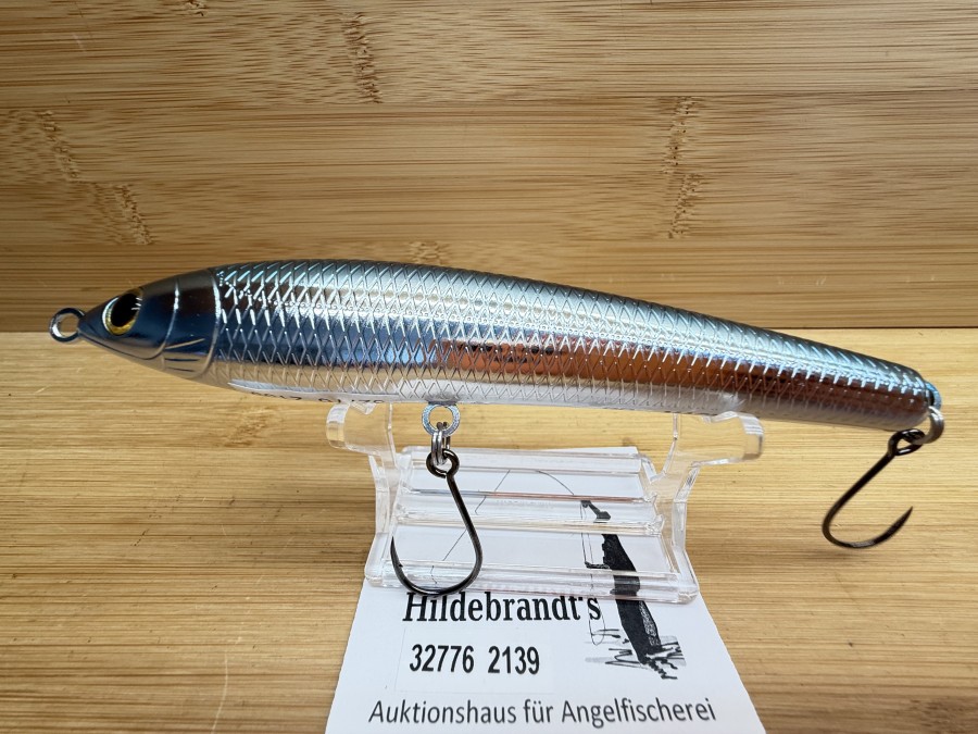 Wobbler, Tiemco, Red Pepper Magnum, silber/hellblau/oliv, 14cm, 31 Gramm, 2 Einzelhaken, ungefischt