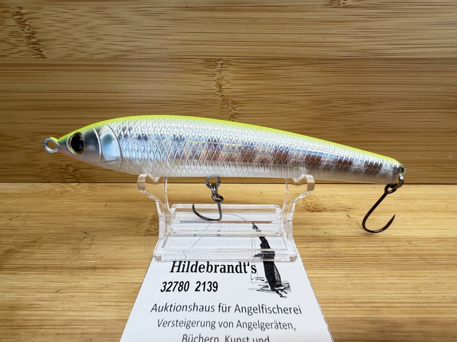 Wobbler, Tiemco, Red Pepper Magnum, weiss/silber/neon gelb,  14cm, 31 Gramm, 2 Einzelhaken, ungefischt