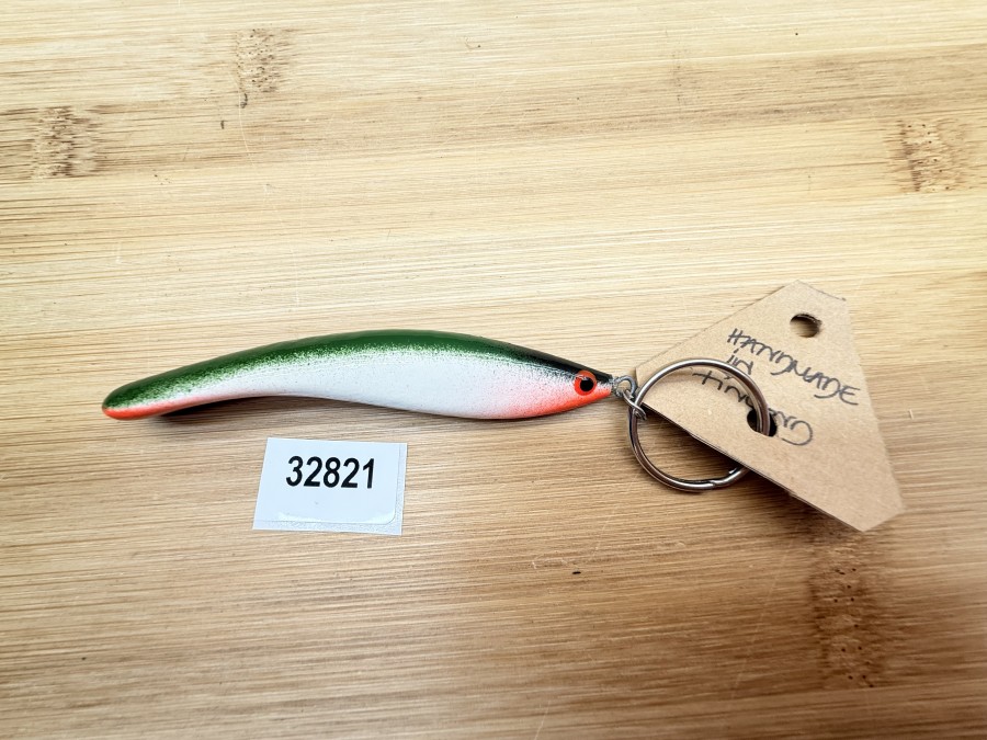 Schlüsselanhänger, Turus Ukko, Handmade in Finland, 90mm, beige/dunkelgrün, selten