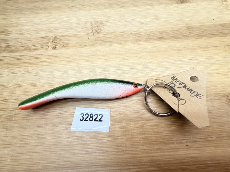 Schlüsselanhänger, Turus Ukko, Handmade in Finland, 90mm, beige/dunkelgrün, selten