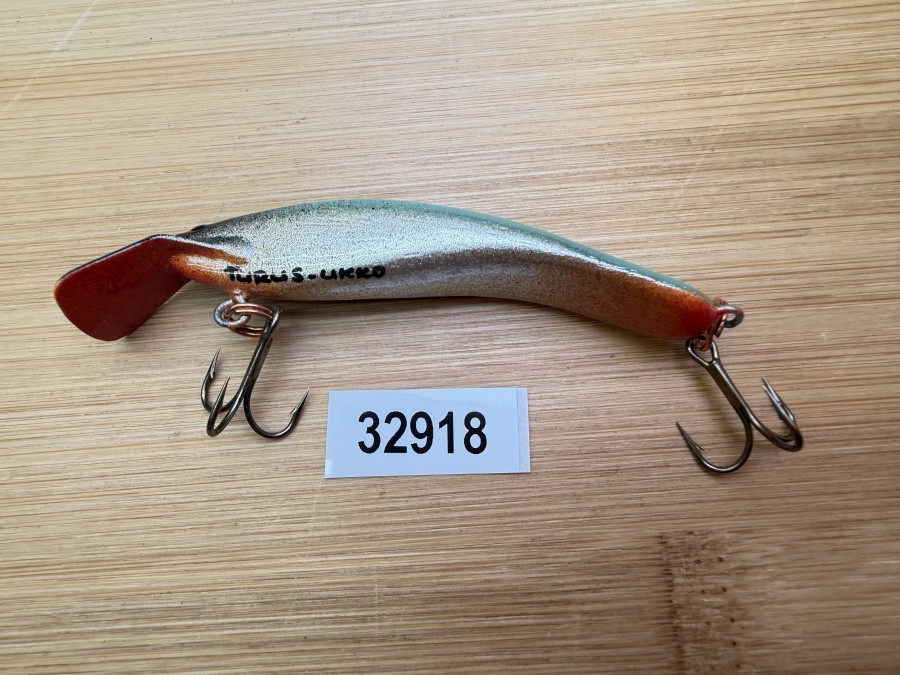 Wobbler, Turus Ukko, Handmade in Finland, gemarkt, silber/hellgrün, 7cm, 5,50g, ungefischt