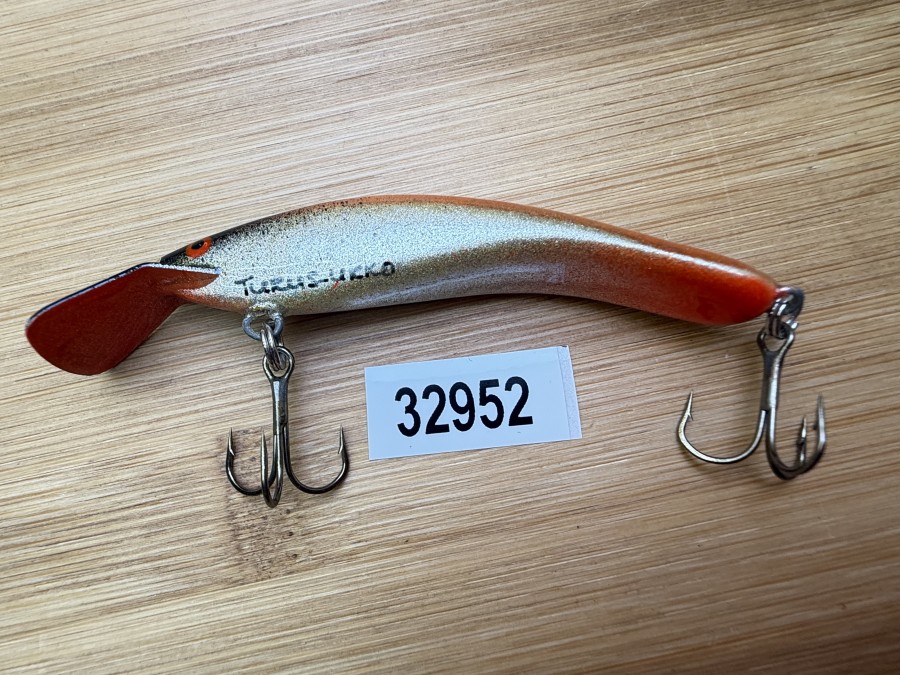 Wobbler, Turus Ukko, Handmade in Finland, gemarkt, orange/gold/orange/dunkel, 7cm, 5,50g, ungefischt