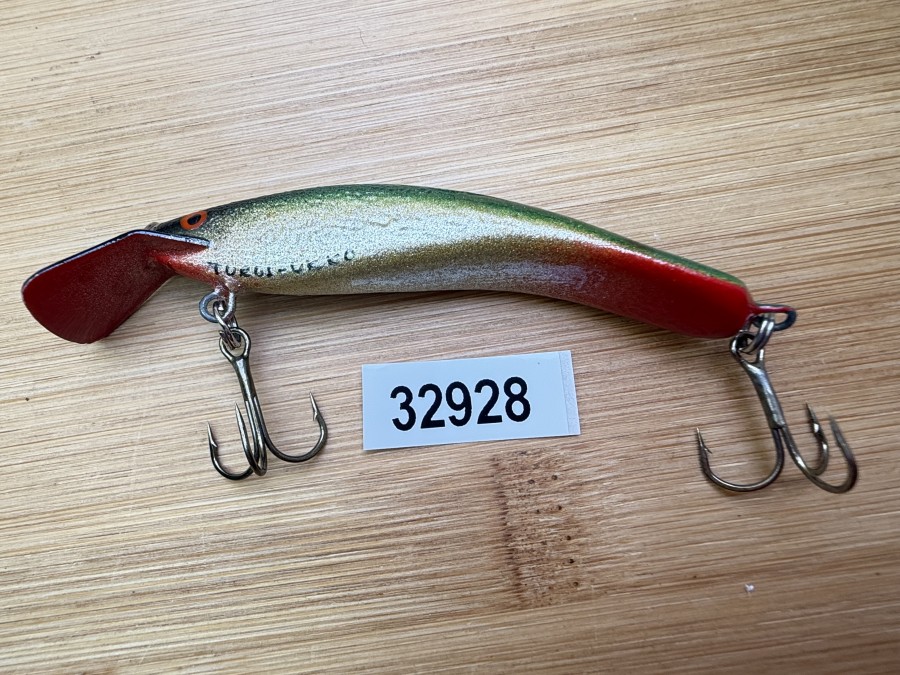 Wobbler, Turus Ukko, Handmade in Finland, gemarkt, ot/gold/grün, 7cm, 5,50g, ungefischt