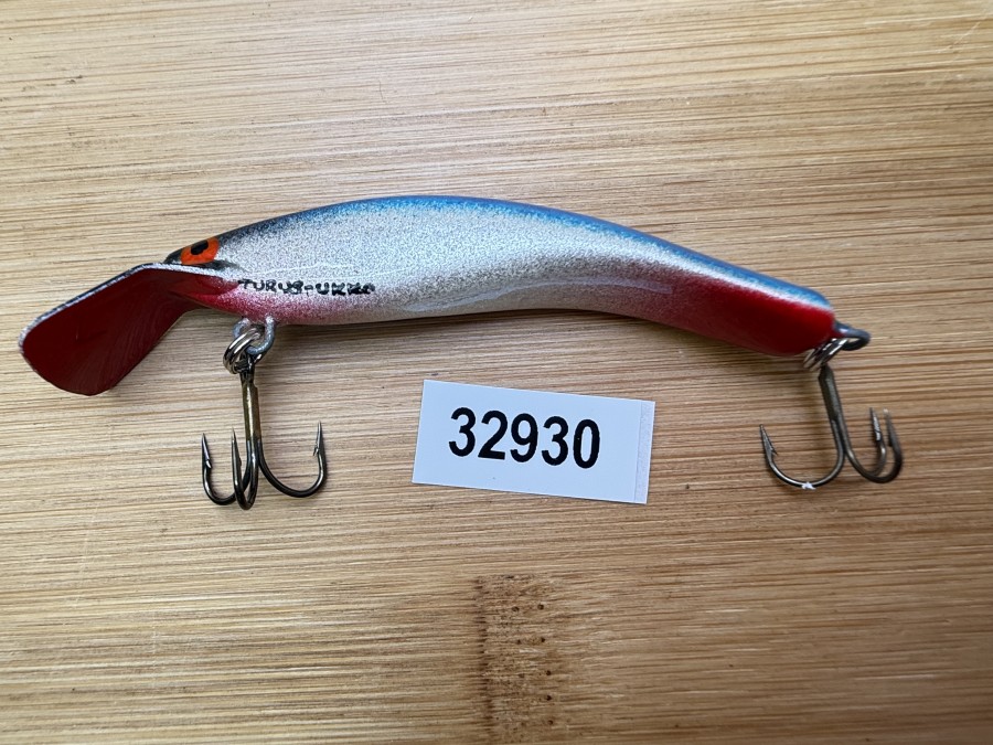Wobbler, Turus Ukko, Handmade in Finland, gemarkt, rot/silber/blau, 7cm, 5,50g, ungefischt