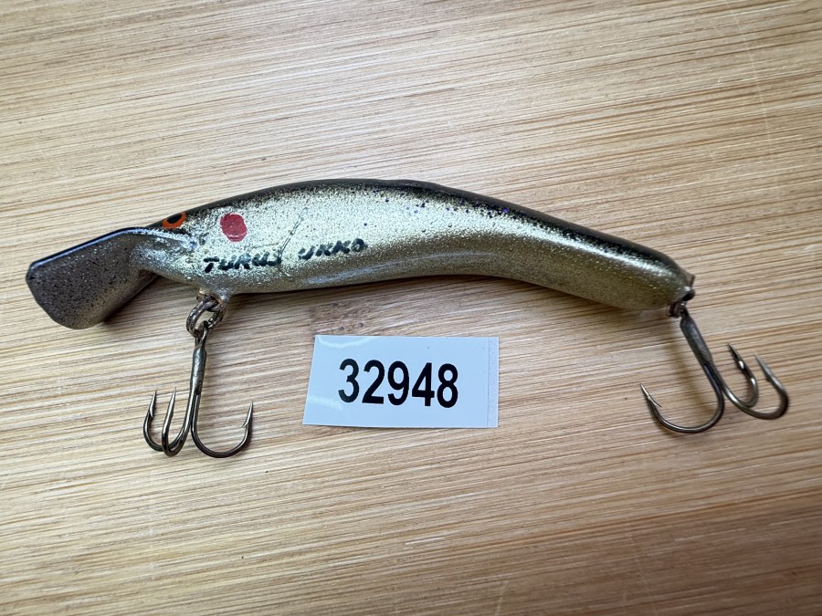 Wobbler, Turus Ukko, Handmade in Finland, gemarkt, gold/dunkel, 7cm, 5,50g, ungefischt